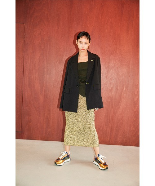 OMMO（オーエムエムオー） ロング スカート METALLIC YARN W FACE KT