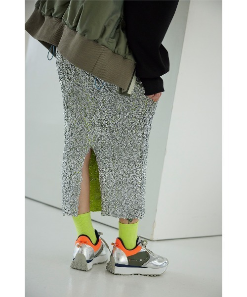 OMMO（オーエムエムオー） ロング スカート METALLIC YARN W FACE KT