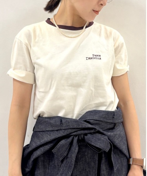 「human woman」 半袖Tシャツ MEDIUM ネイビー レディース_画像2