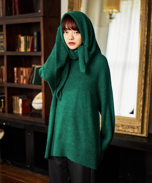 【中古】【未使用】マイネ MYNE 2024年秋冬 マフラー クルーネックニット ミントグリーン【サイズF】【レディース】 中古】【未使用】マイネ MYNE 2024年秋冬 マフラー クルーネックニット