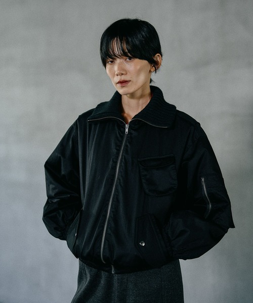 LEPSIM（レプシィム） ブルゾン アウター 襟ニットミリタリーブルゾン