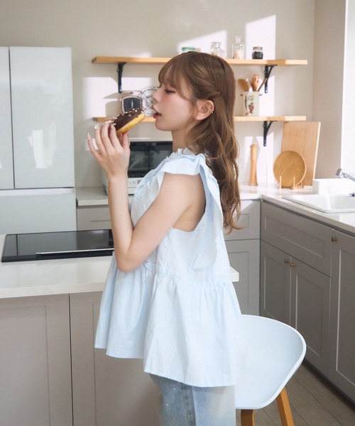 「TITTY&CO.」 半袖ブラウス FREE ホワイト レディース_画像6
