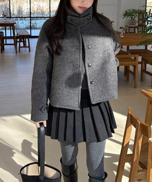 FAVORITO コート アウター メルトンショートジャケット レディース