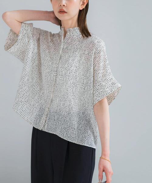 ブラウス シャツ 「WEB/一部店舗限定」ウォッシャブルドットフリル