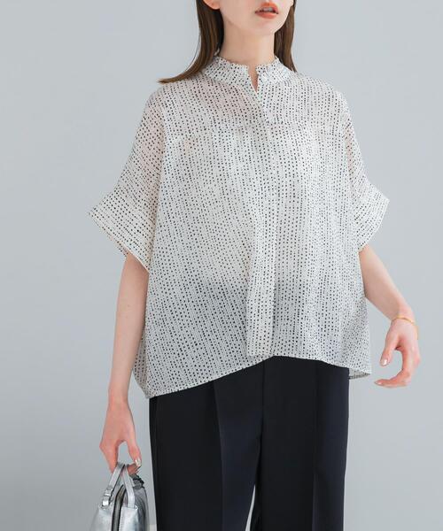 ブラウス シャツ 「WEB/一部店舗限定」ウォッシャブルドットフリルネックブラウス レディースの画像