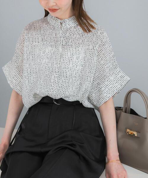 ブラウス シャツ 「WEB/一部店舗限定」ウォッシャブルドットフリルネックブラウス レディースの画像