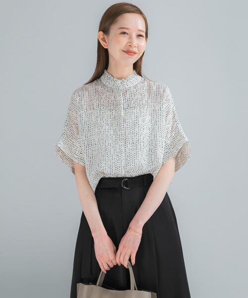 ブラウス シャツ 「WEB/一部店舗限定」ウォッシャブルドットフリルネックブラウス レディースの画像