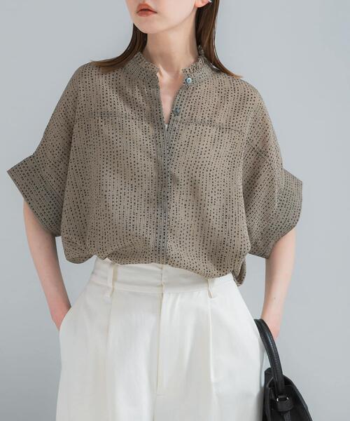 ブラウス シャツ 「WEB/一部店舗限定」ウォッシャブルドットフリルネックブラウス レディースの画像