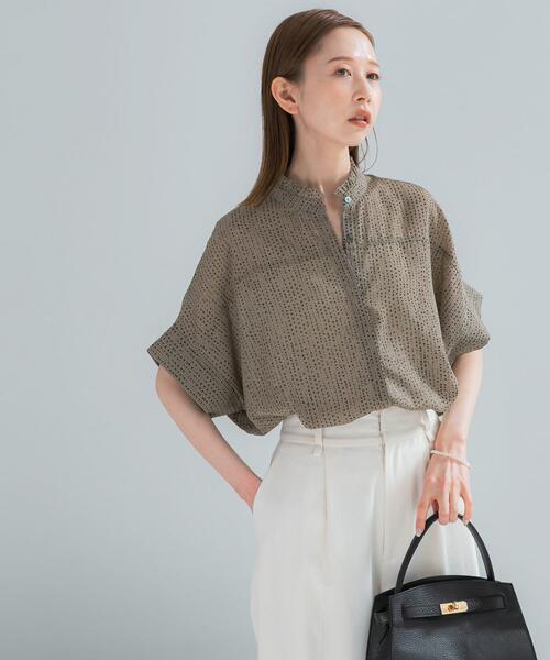 ブラウス シャツ 「WEB/一部店舗限定」ウォッシャブルドットフリルネックブラウス レディースの画像