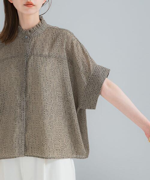 ブラウス シャツ 「WEB/一部店舗限定」ウォッシャブルドットフリルネックブラウス レディースの画像