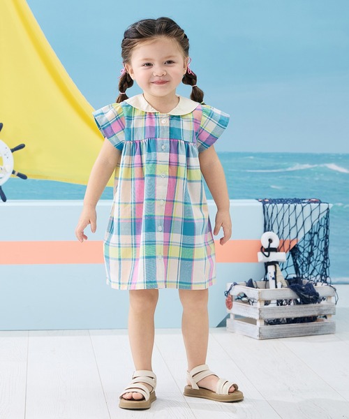 「combimini」 「KIDS」シャツワンピース 100 ブルー系その他 キッズ_画像6