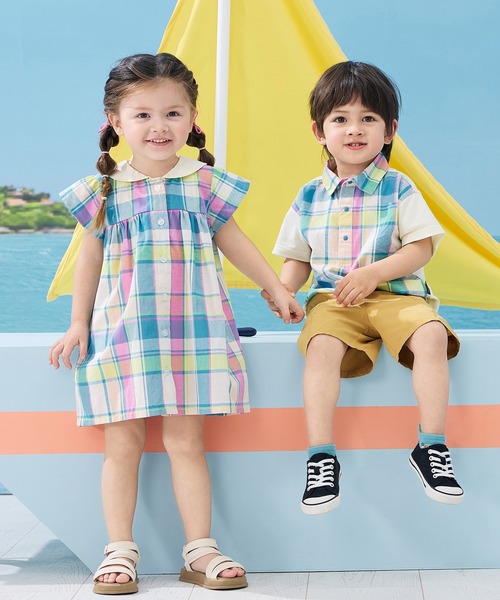 「combimini」 「KIDS」シャツワンピース 100 ブルー系その他 キッズ_画像8