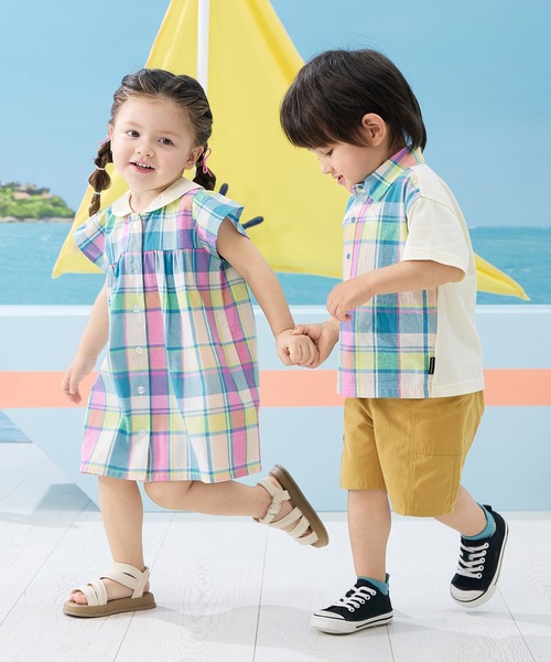 「combimini」 「KIDS」シャツワンピース 100 ブルー系その他 キッズ_画像9