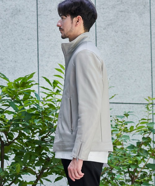「TETE HOMME」 レザーブルゾン MEDIUM ブラック メンズ_画像3