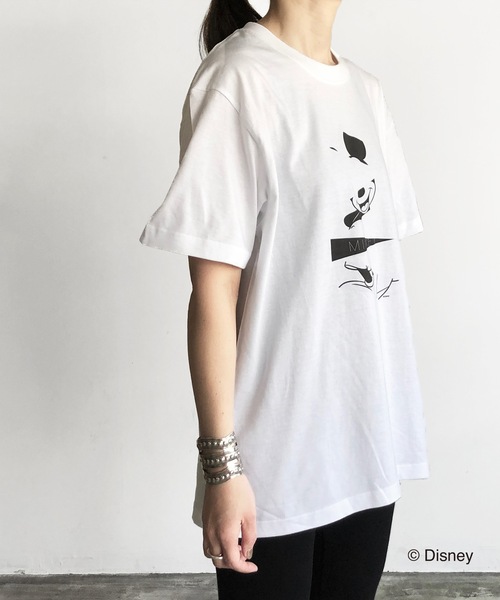 「MICKEY MOUSE」 半袖Tシャツ L ホワイト レディース_画像6