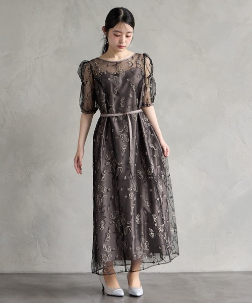 AIMER（エメ） パーティードレス ドレス 配色フラワー刺繍チュールA