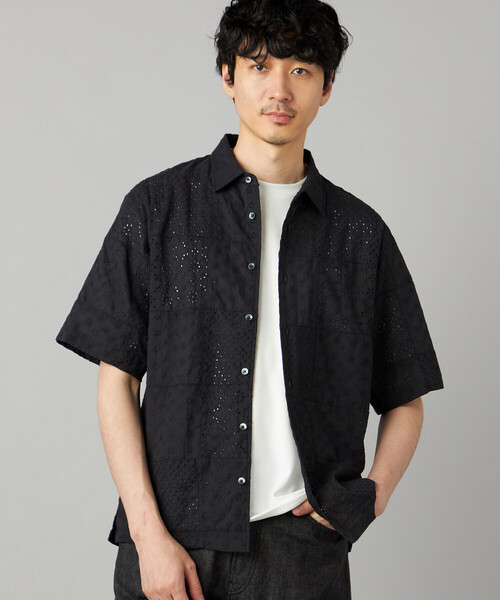 COMME CA MEN（コムサメン） シャツ パッチワークレース 半袖シャツ 