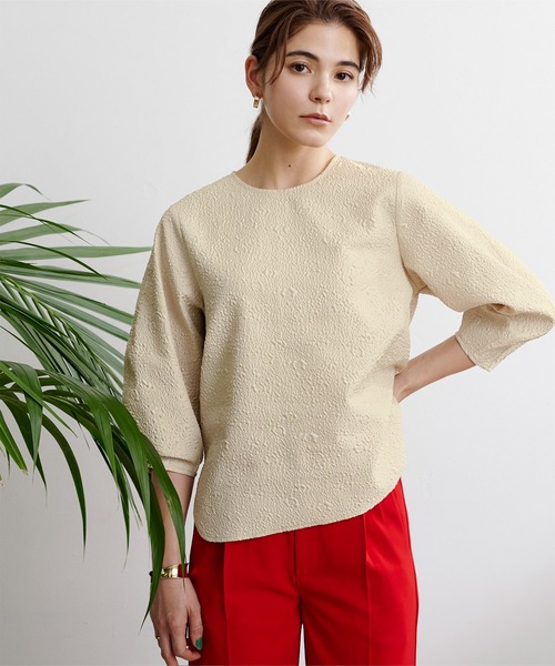 tシャツ Tシャツ ふくれジャガードバルーン袖トップス