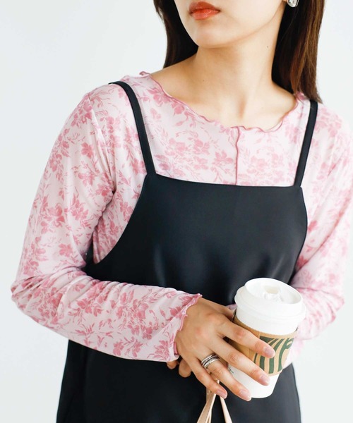 GeeRA（ジーラ） tシャツ 前後2WAY花柄シアートップス レディース