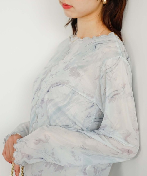 GeeRA（ジーラ） tシャツ 前後2WAY花柄シアートップス レディース