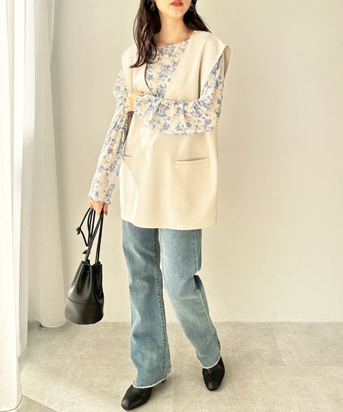 GeeRA（ジーラ） tシャツ 前後2WAY花柄シアートップス レディース