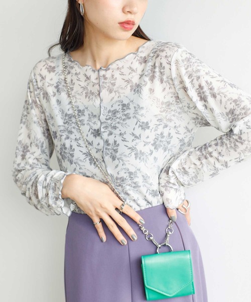 GeeRA（ジーラ） tシャツ 前後2WAY花柄シアートップス レディース