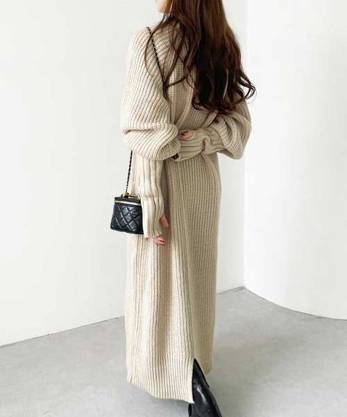 GeeRA（ジーラ） ワンピース フィンガーホールデザインニット