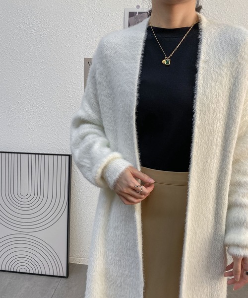 新品✨タバサ　白　ロングカーディガン　ウール100% uncreare ロングカーディガン 日本製 ホールガーメント スーパー