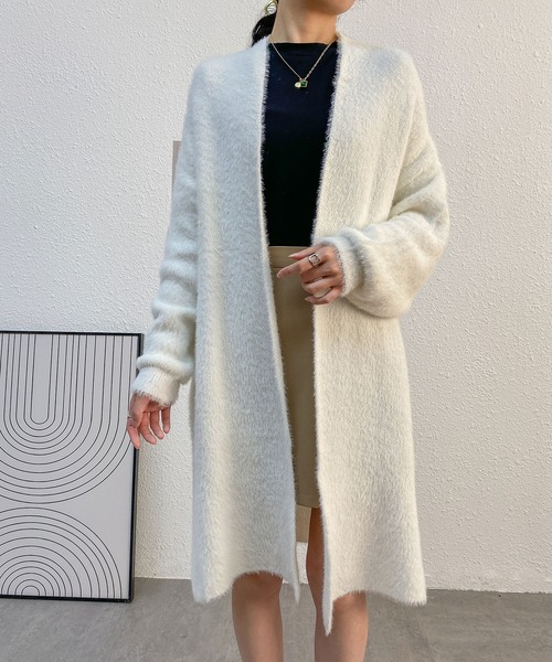 MAISON DE THERESE カーディガン ロングノーカラーカーディガン