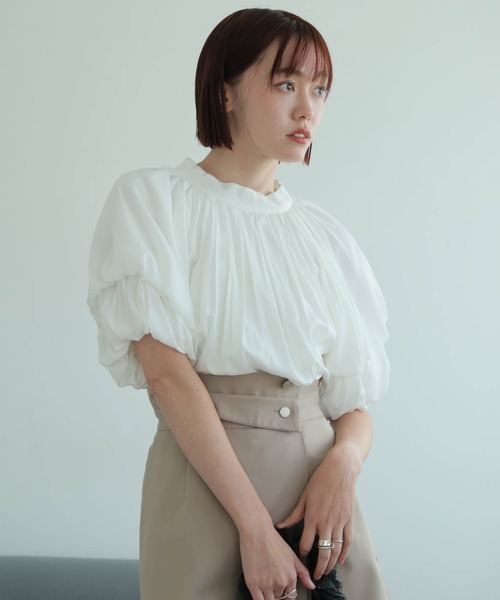 ブラウス シャツ バルーンスリーブ クロップドタフタシャツ レディース MSGM ブラウス シャツ バルーンスリーブ クロップドタフタシャツ
