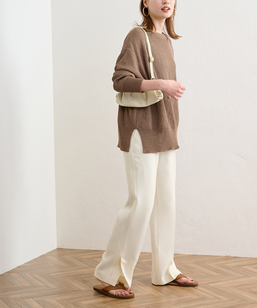 パンツ スラックス トリアセテートWクロススリットパンツ 