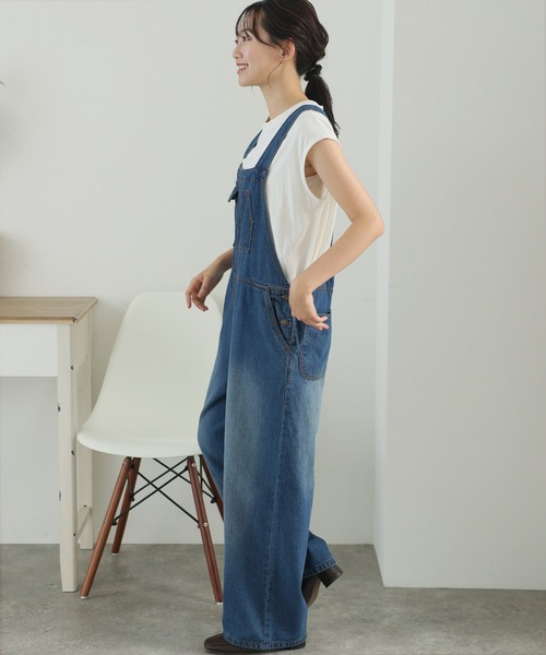 レディースサロペット オーバーサイズ サスペンダーパンツ c1902 Apo（s）ture サロペット オーバーオール ARIA-029/ギャバ