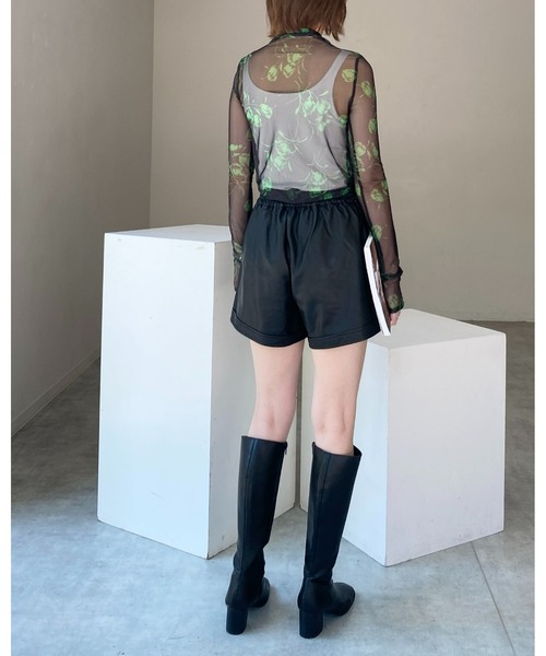 She's Closet tシャツ 花柄ニュアンス長袖メッシュパワーネット