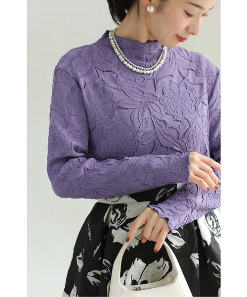 cawaii tシャツ 彫刻花 超伸縮 長袖トップス レディース
