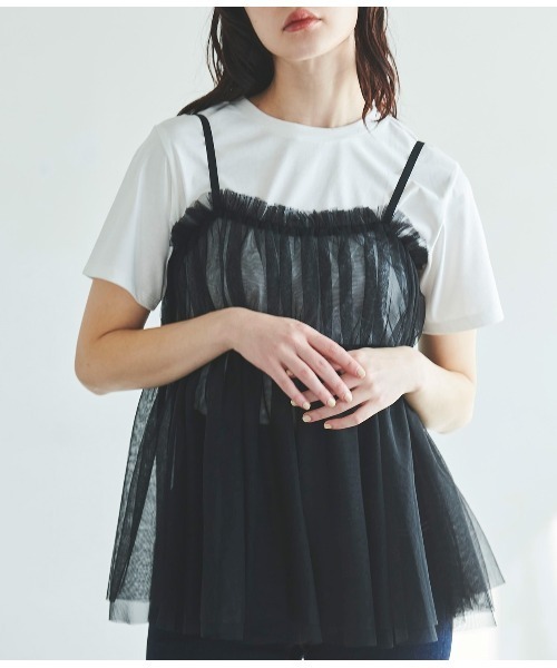 平成00's リボンチュールキャミ　アナスイフラワーT 2点セット　ダークコア d31b9a4eb5c1cacc4a8188dfab0b6d