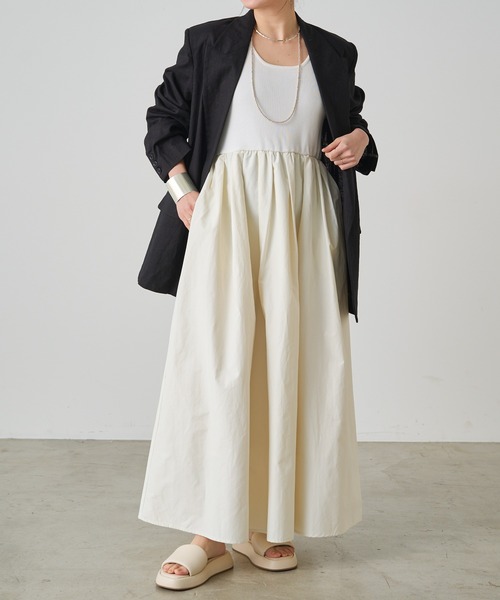 Omekashi（オメカシ） ワンピース ハーフスリーブドッキングフレア