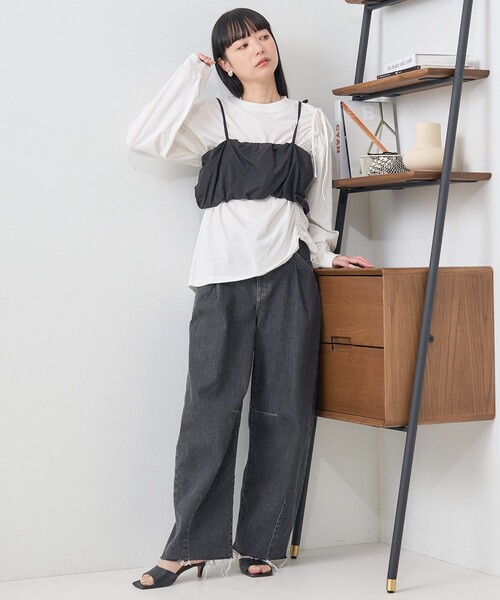美品 ジプソフィア パフパフキャミソール ビスチェ ボリュームギャザー 黒 FREAK'S STORE キャミソール パフ ボリュームビスチェ