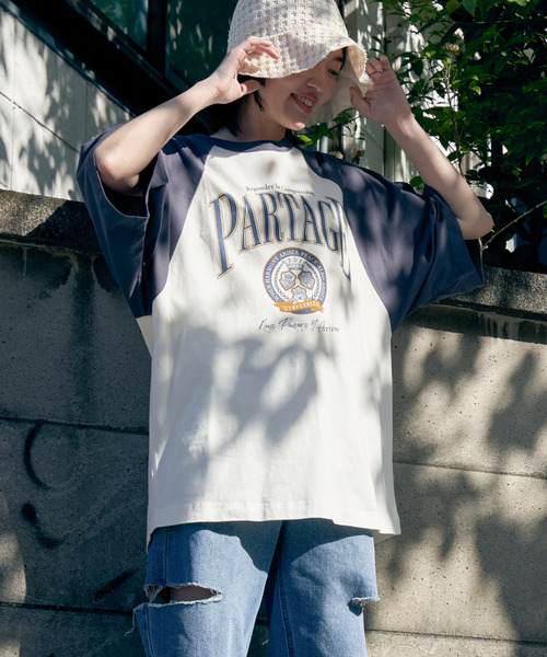 VENCE EXCHANGE tシャツ 半袖 カレッジ配色ラグランT レディース