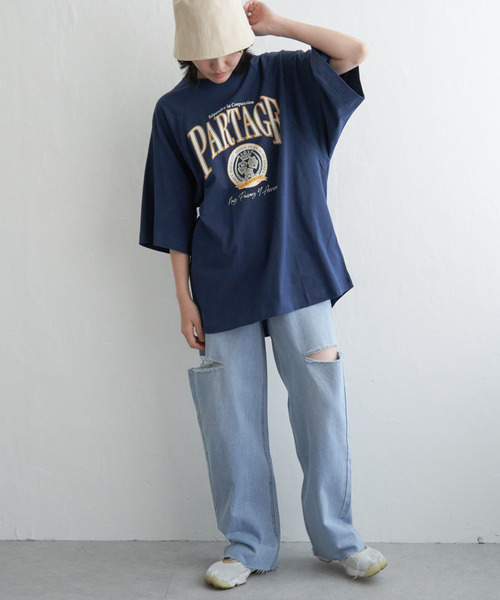 ビンテージ 半袖 スウェット blue devils 古着 Tシャツ ラグラン VENCE EXCHANGE tシャツ 半袖 カレッジ配色ラグランT レディース
