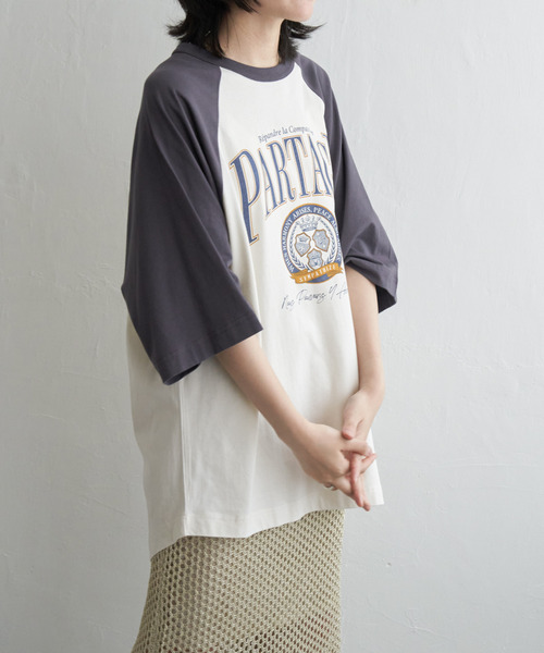 VENCE EXCHANGE tシャツ 半袖 カレッジ配色ラグランT レディース