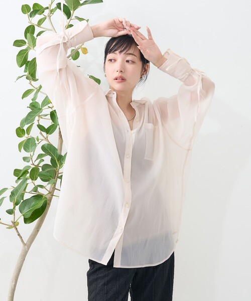 FREAK'S STORE ブラウス シャツ シアーワッシャーシャツ/袖