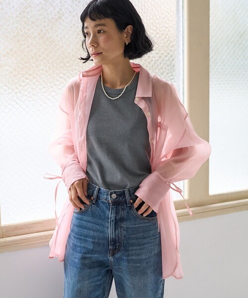 ブラウス シャツ シアーワッシャーシャツ/袖リボン シアーシャツ レディース | FREAK'S STORE | 22