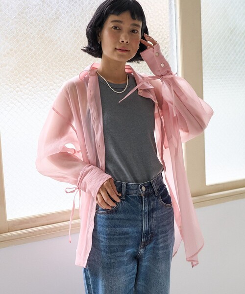 ブラウス シャツ ワッシャーシアーシャツ レディース FREAK'S STORE ブラウス シャツ シアーワッシャーシャツ/袖