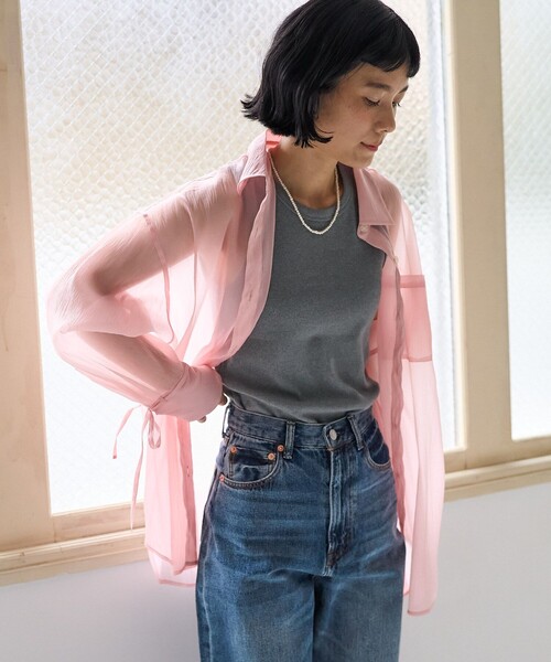 ブラウス シャツ シアーワッシャーシャツ/袖リボン シアーシャツ レディース | FREAK'S STORE | 20