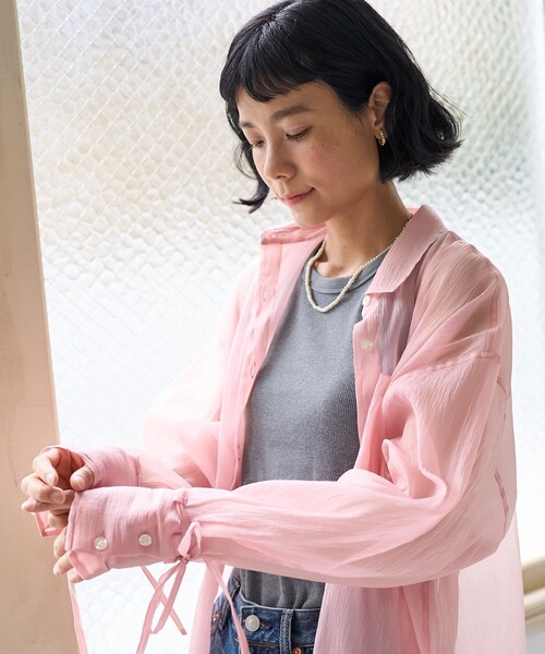 ブラウス シャツ シアーワッシャーシャツ/袖リボン シアーシャツ レディース | FREAK'S STORE | 17