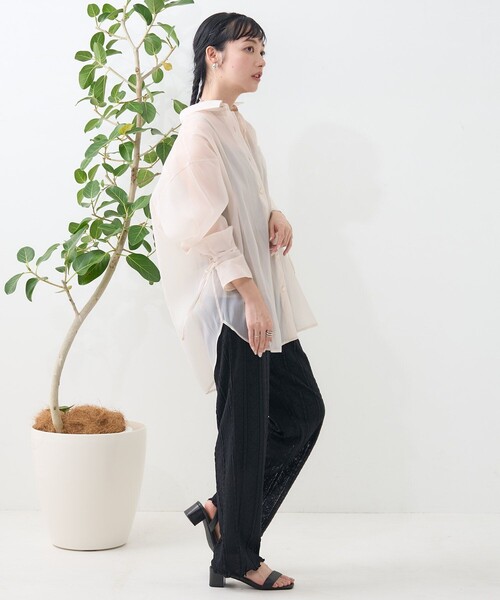 ブラウス シャツ シアーワッシャーシャツ/袖リボン シアーシャツ レディース | FREAK'S STORE | 06