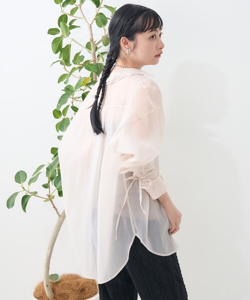 ブラウス シャツ シアーワッシャーシャツ/袖リボン シアーシャツ レディース | FREAK'S STORE | 05