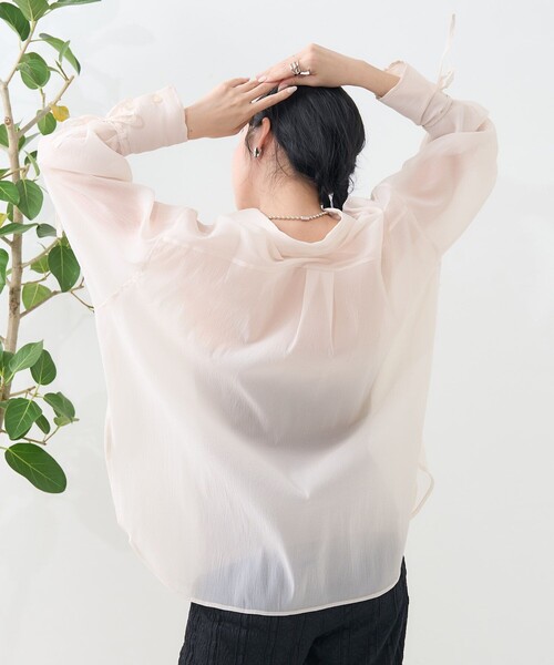 ブラウス シャツ シアーワッシャーシャツ/袖リボン シアーシャツ レディース | FREAK'S STORE | 03