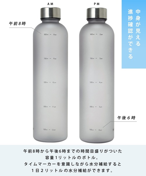 水筒 「TRIP.INN」＼ 2種類のキャップ付き！ ／タイムマーカー付きボトル | ブランド登録なし | 10