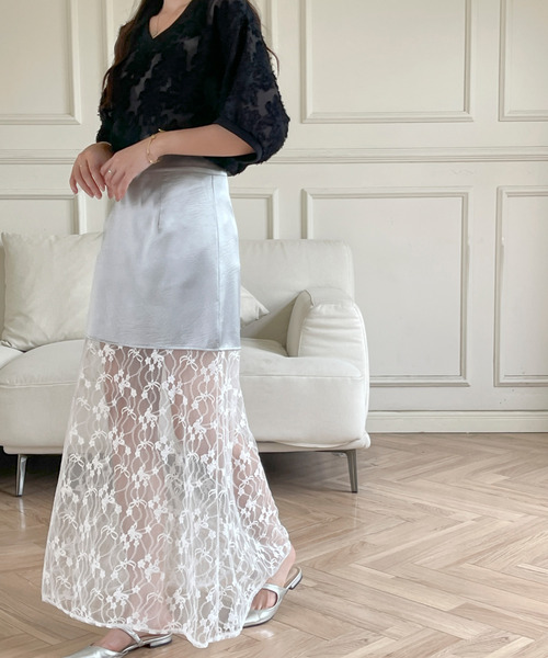 スカート 刺繍レース切り替えスカート : ZOZOTOWN Yahoo!店